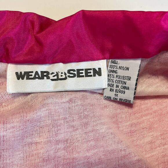 Vintage 90s Wear 2B Seen Pink & Orange Nylon Windbreaker Zip Jacket Women Sz 1X - Picture 7 of 9